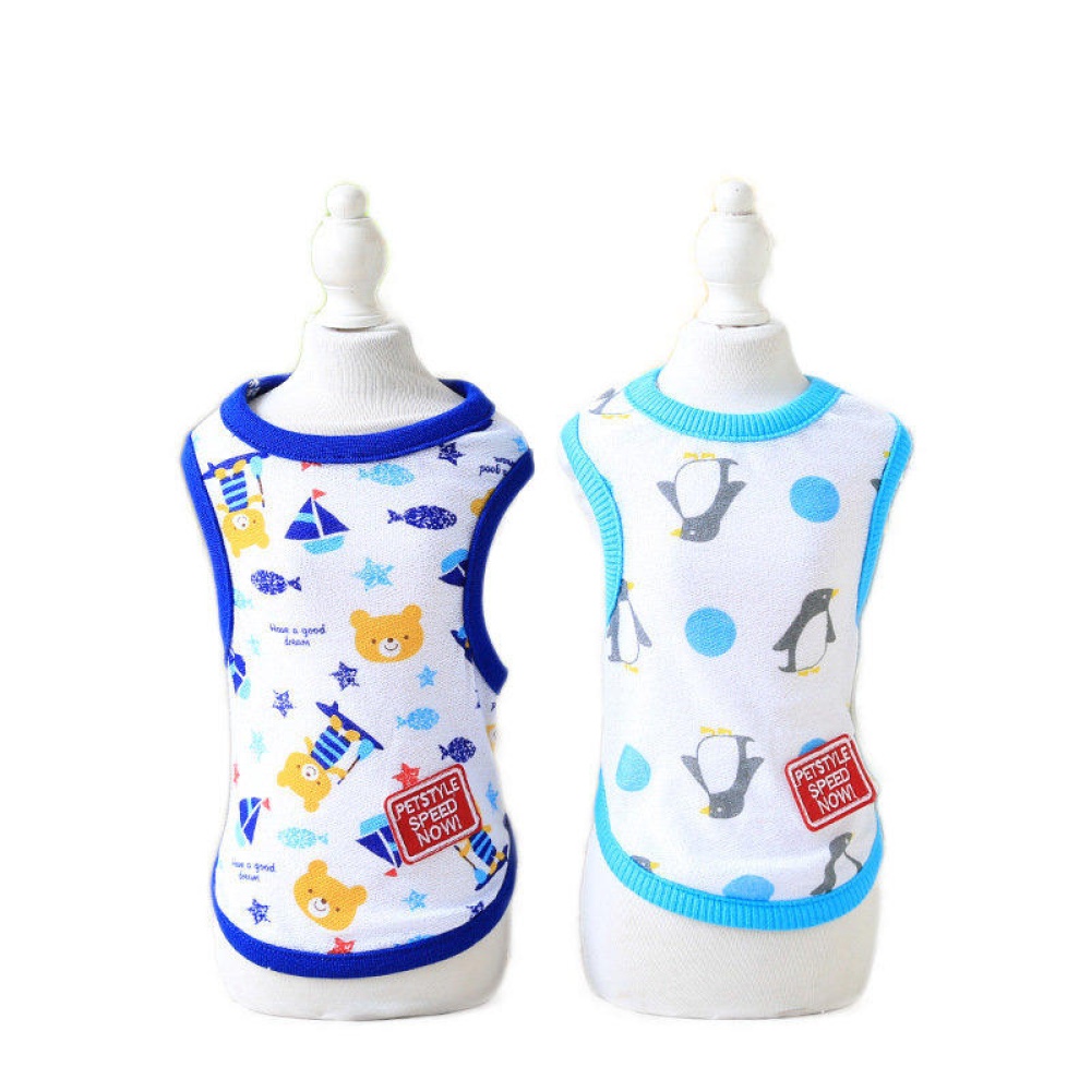 Small Puppy Cartoon Vest Pet Dog Clothes for Dogs Summer Clothing Pet T-shirt - M Skyblue - Image 2