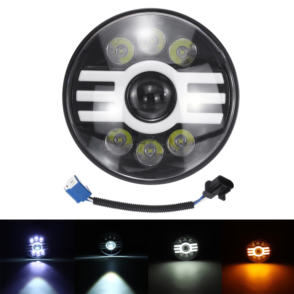 7" Motorcycle Halo Ring LED Headlight Front Light IP68 For Yamaha For Honda For Kawasaki - Image 2