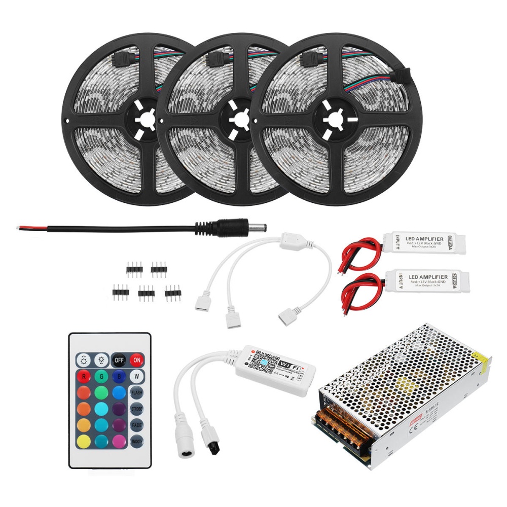 15M SMD5050 RGB Flexible Waterproof Alexa APP Home Wifi Control Smart LED Strip Light Kit AC110-240V - US Plug - Image 2