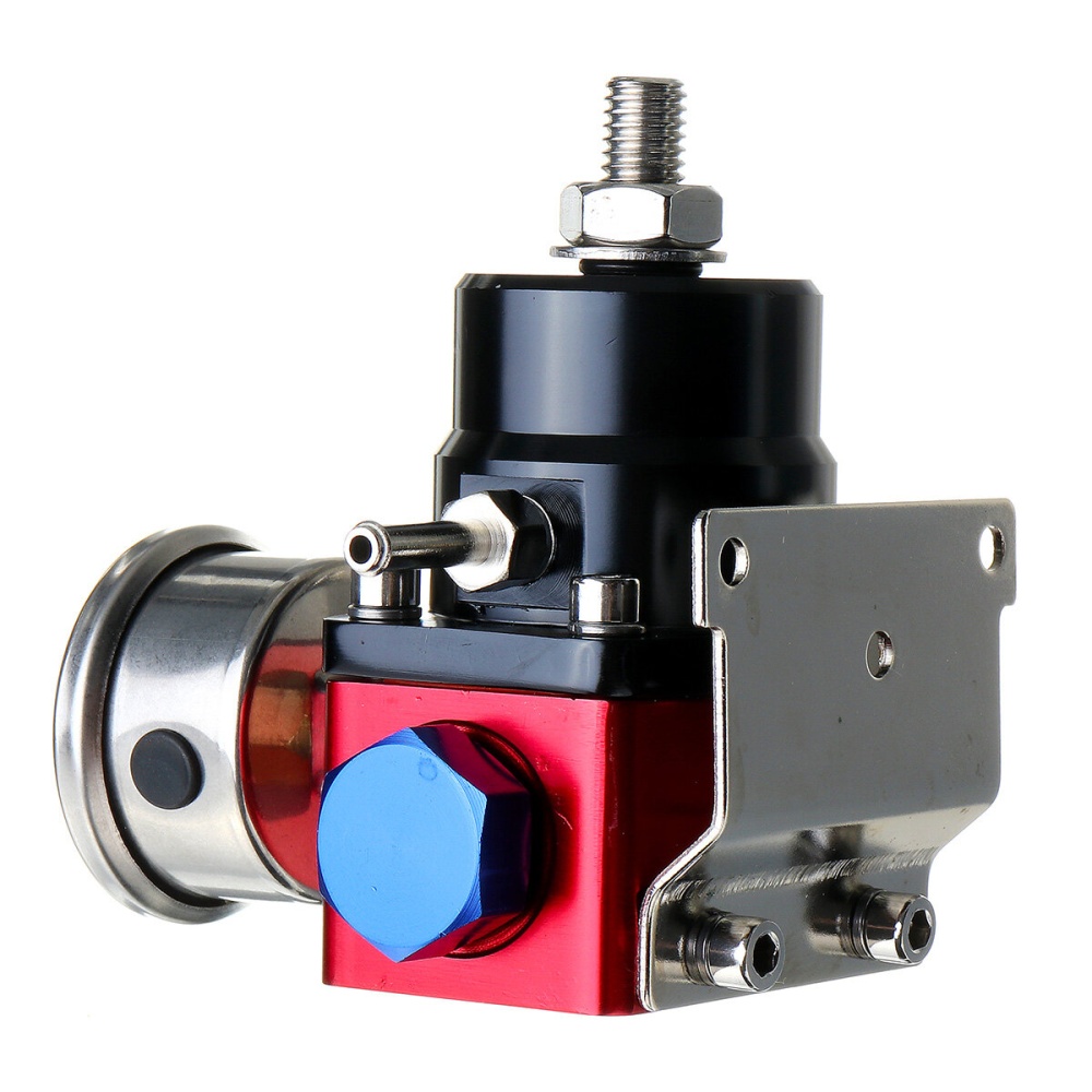 Adjustable Fuel Pressure Regulator FPR Kit Gas Oil Pressure 0-100psi Gauge 6AN AN6 Line - Red - Image 2