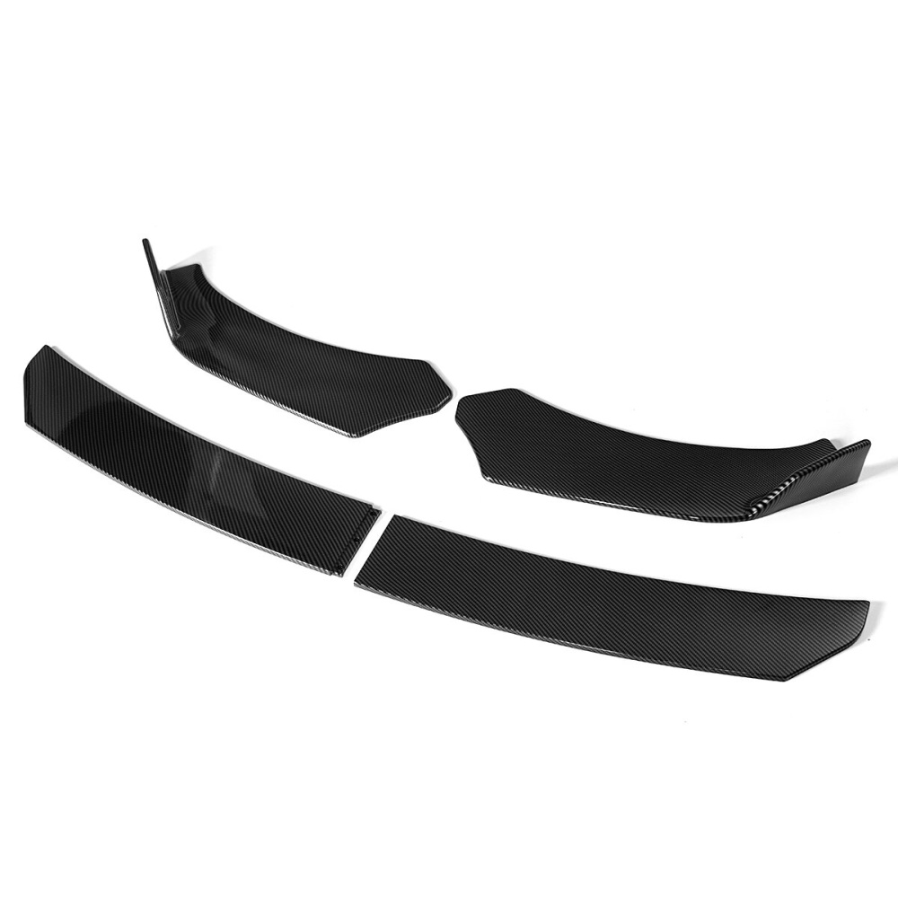 4Pcs Car Universal Bumper Carbon Fiber Look Front Lip Chin Bumper Body Kits - Image 2