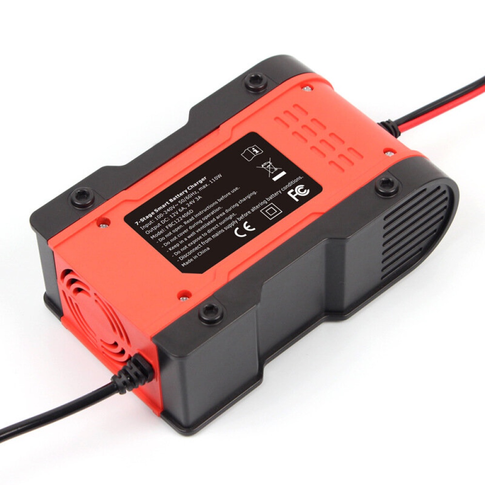 12V 6A/24V 3A LCD Intelligent Repair 100-240V Lead Acid Iron Lithium Motorcycle Car Battery Charger - US Plug - Image 2