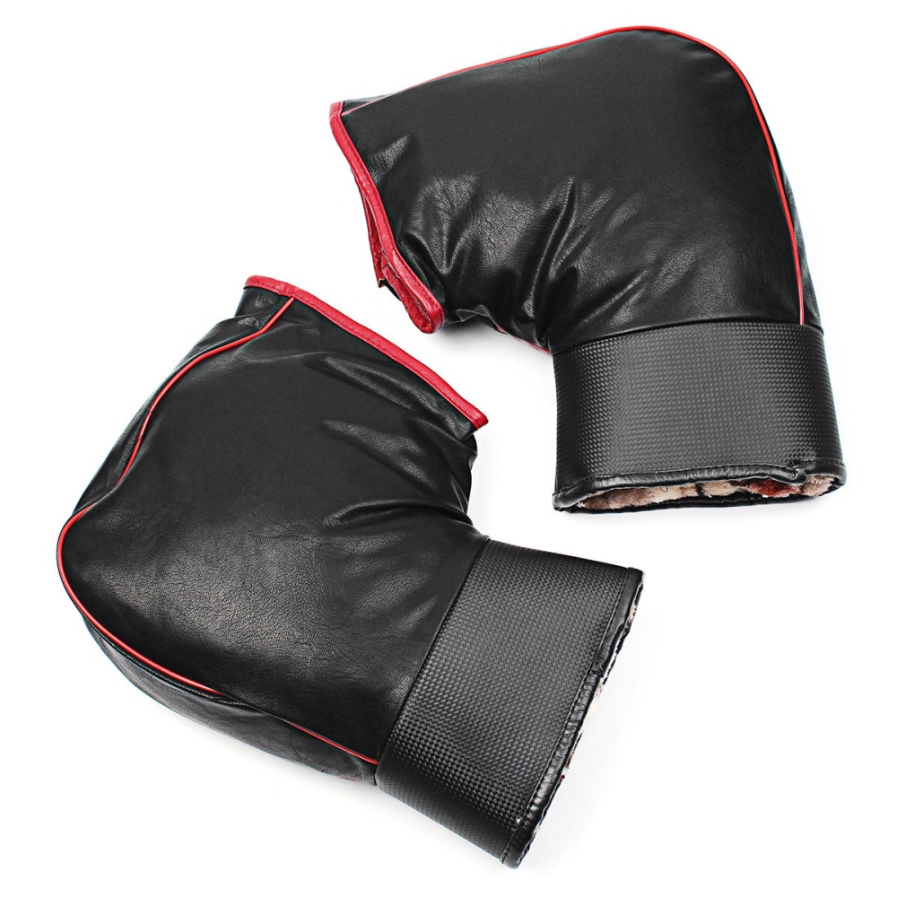 PU Leather Warm Covers Motorcycle Handlebar Muffs Snowmobile Waterproof Winter Hand Gloves - Image 2