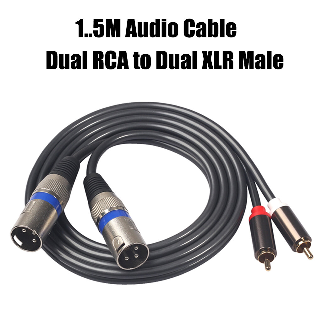 REXLIS 366155-15 Audio Cable Dual RCA to Dual XLR Male Audio Line 1.5m Microphone Cable for Microphone Sound Console Amplifier - 1.5M - Image 2