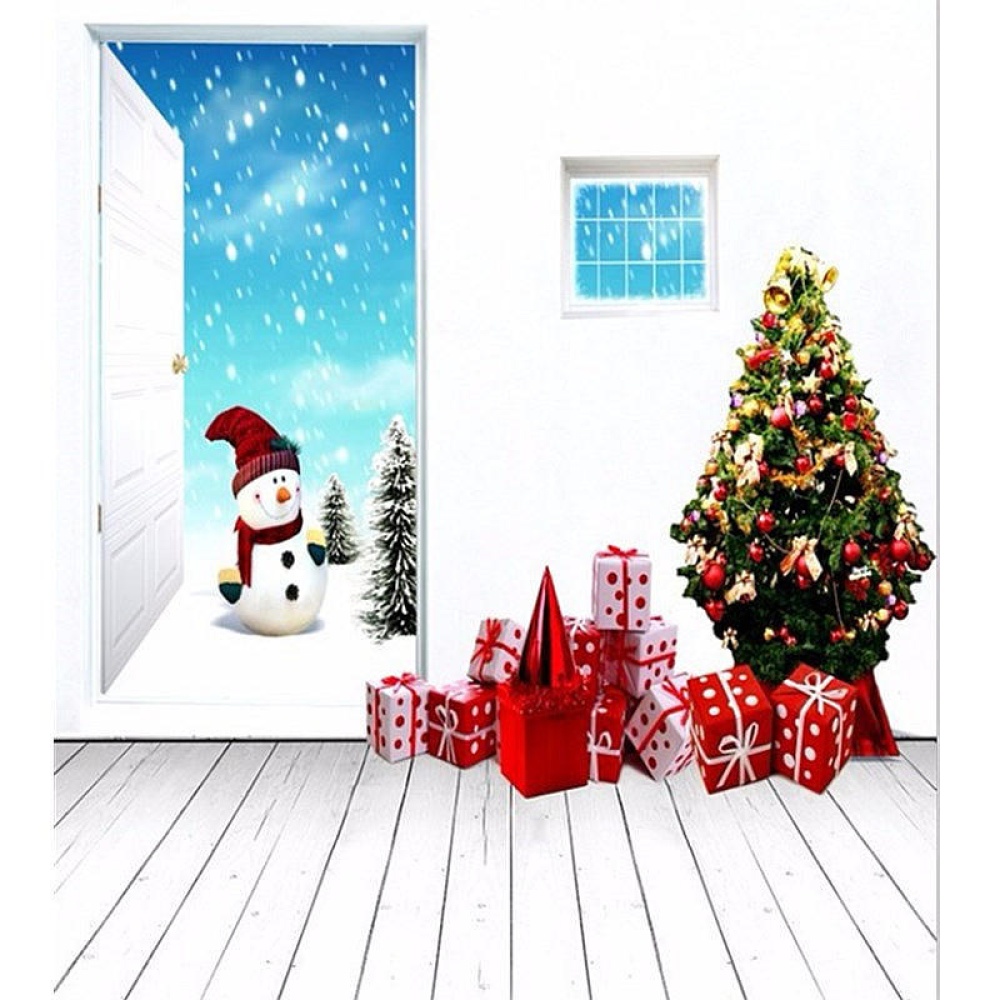 5x7FT Vinyl Christmas Tree Snowman Photography Backdrop Background Studio Prop - Image 2