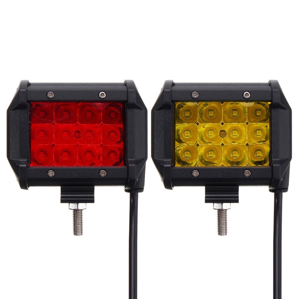 4Inch 12LED 24W Car Truck Off-road LED Work Light Bar Driving Fog Flood Beam Lamp Red Yellow - Red - Image 2