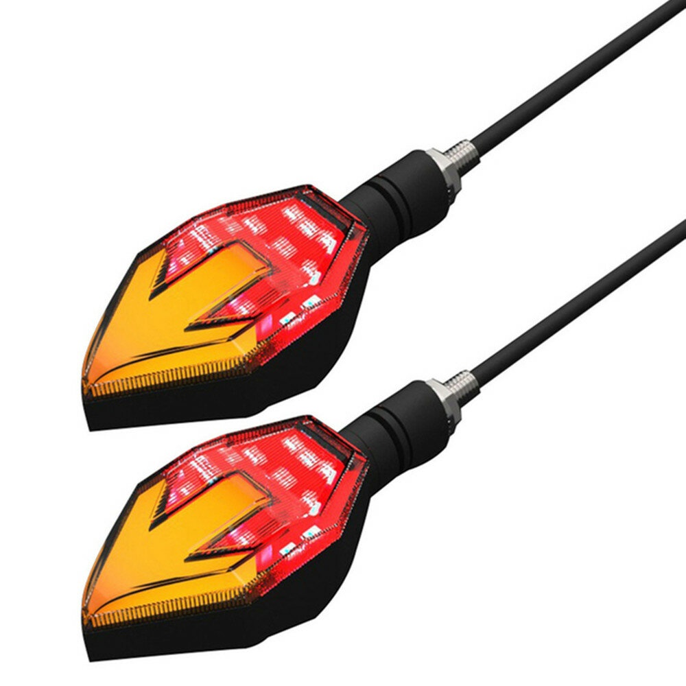 2Pcs 2 in 1 Motorbike Warning Turn Signal Lamps LED Arrow DRL Double Long Short Indicator Blinkers Flashing Light - White Yellow - Image 2