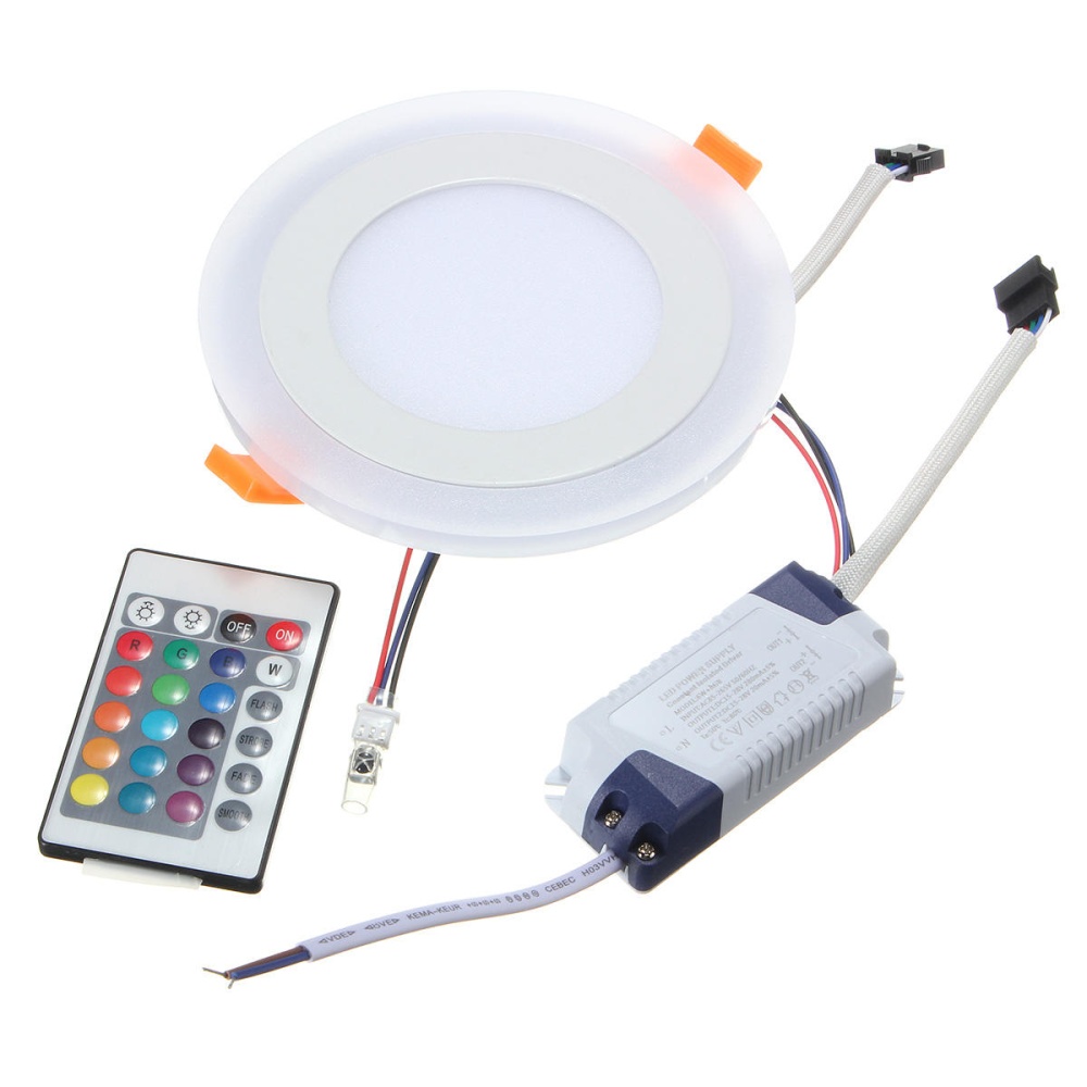 6W RGB Dual Color LED Recessed Ceiling Round Panel Down Light Lamp - D - Image 2