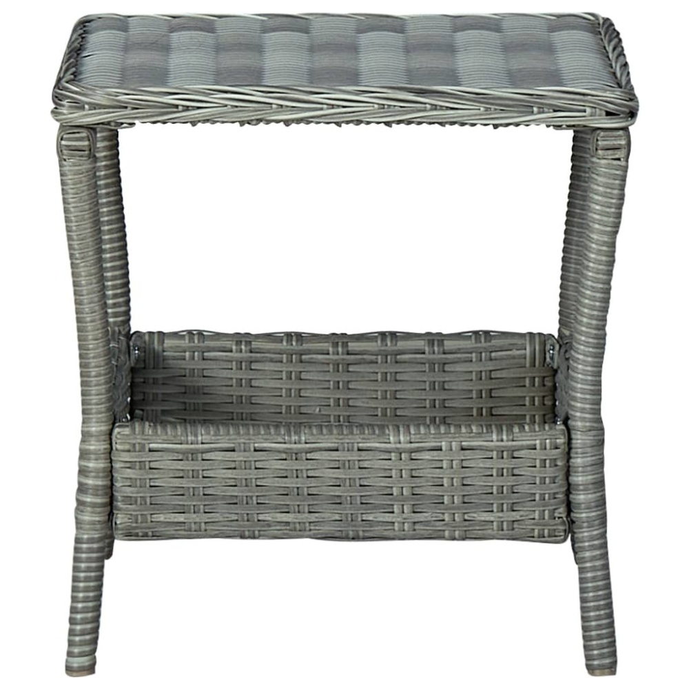 Garden Table Light Gray 17.7"x17.7"x18.3" Poly Rattan - Image 2