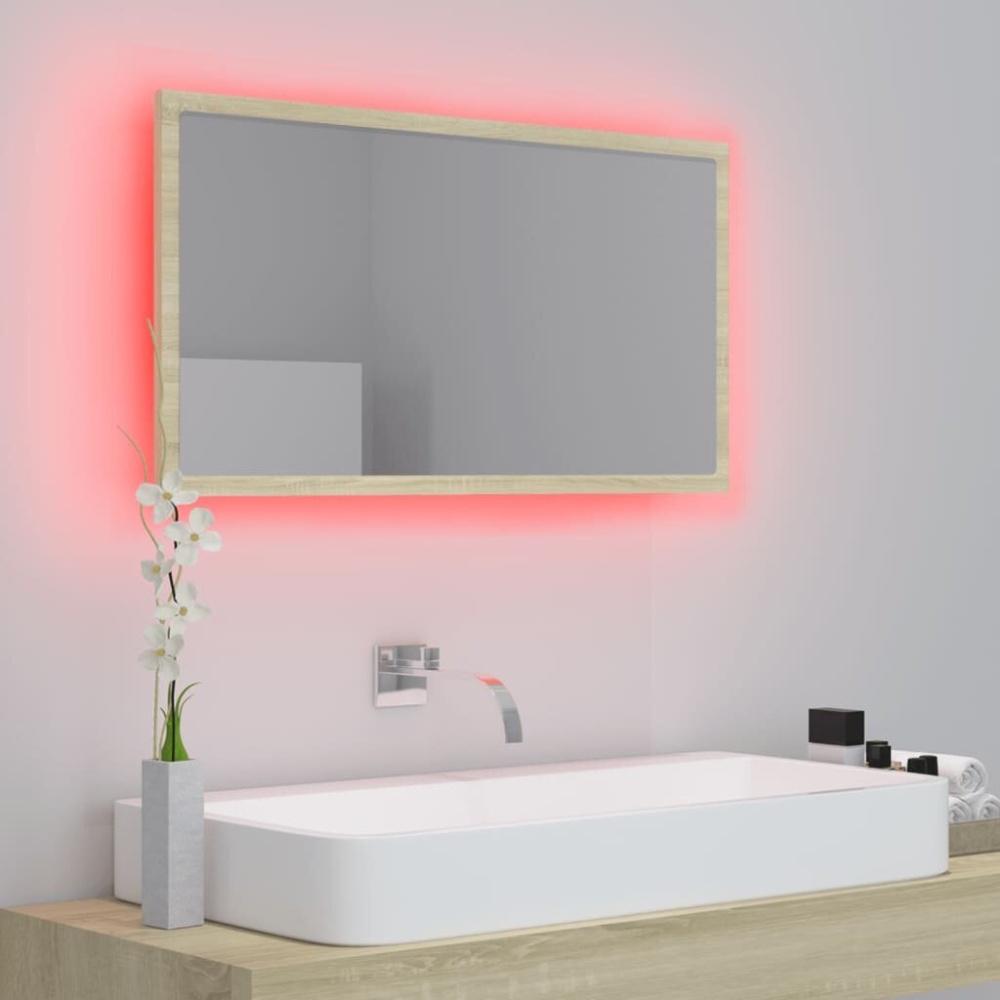 LED Bathroom Mirror Sonoma Oak 31.5"x3.3"x14.6" Chipboard - Image 2