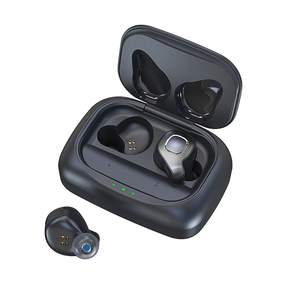 FMJ F8 TWS Stereo bluetooth 5.0 Earphone HiFi Music Binaural Call In-ear Earbuds Sports Headphone With 2200mAh Charging Box - Black
