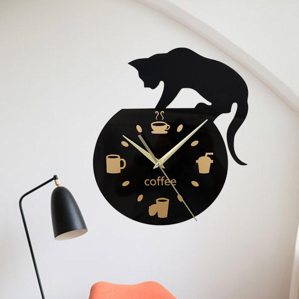 Emoyo ECY013 DIY Creative Coffee Cat Wall Clock Animal Wall Clock Quartz Wall Clock For Home Office Decorations - Image 2