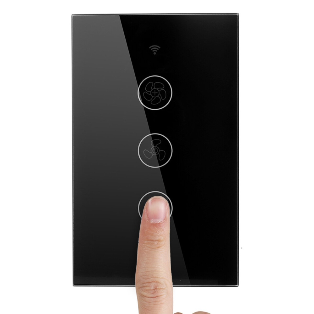 MoesHouse Black WiFi+RF433 Smart US Ceiling Fan Switch Smart Life/Tuya App 2/3 Way Control Wireless Remote Control Works with Alexa and Google