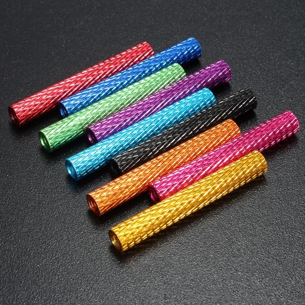 Suleve M3AS7 10Pcs M3 30mm Knurled Standoff Bolt Aluminum Alloy 6061 Anodized Spacer Multicolor - Dark Blue - Image 2