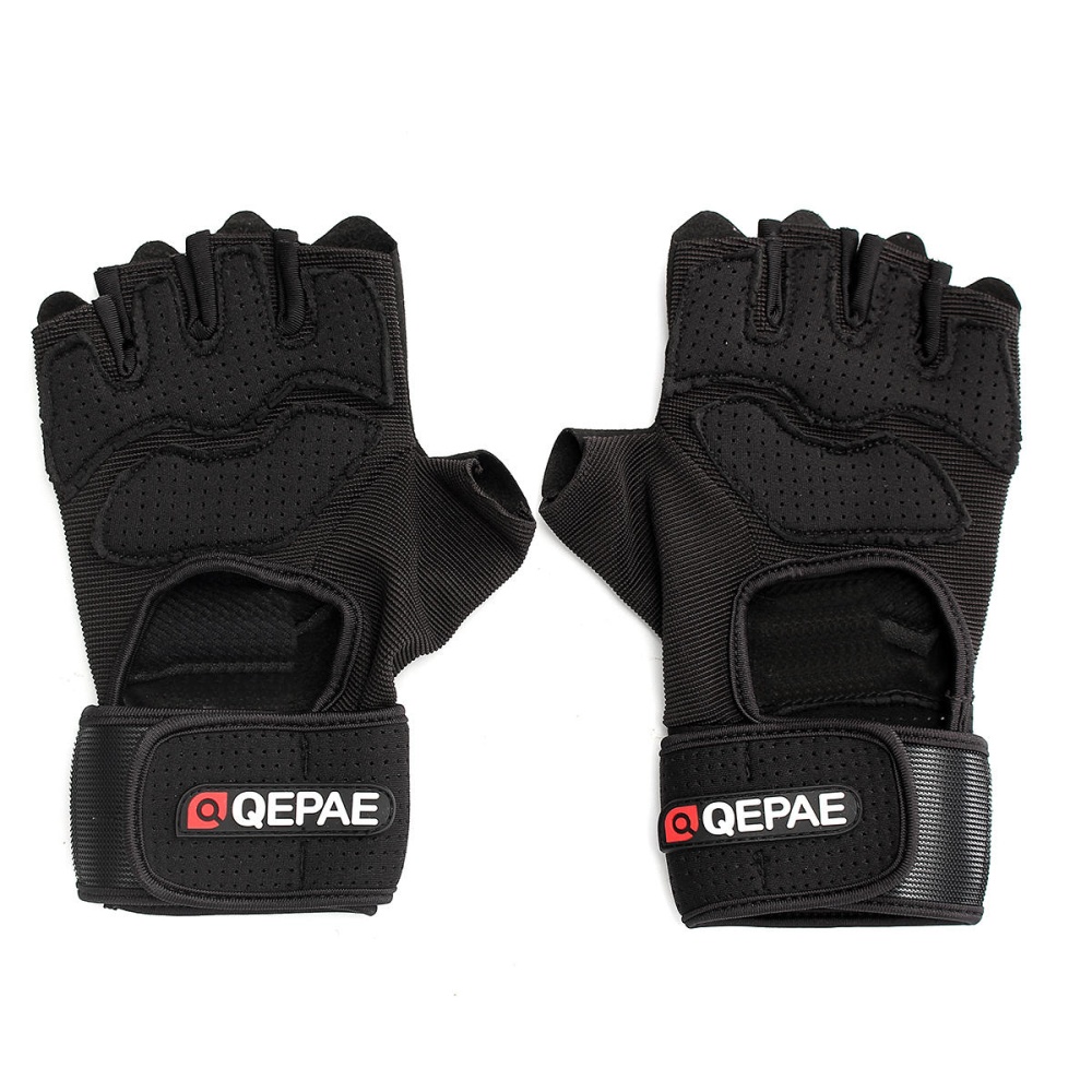 Anti Skid Wrist Half Finger Sport Lifting Gloves Gym Training Fitness Riding - Black M - Image 2