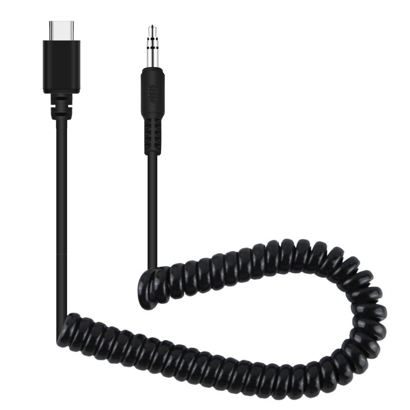 PULUZ PU513 3.5mm TRRS Male to Type-C USB-C Live Microphone Audio Adapter Spring Coiled Cable for DJI OSMO Pocket Smartphones - Image 2