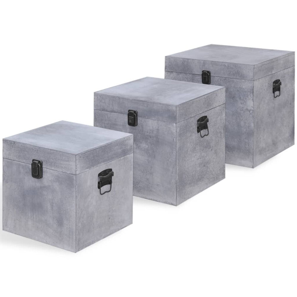 Storage boxes MDF concrete gray 3 pcs - Image 2