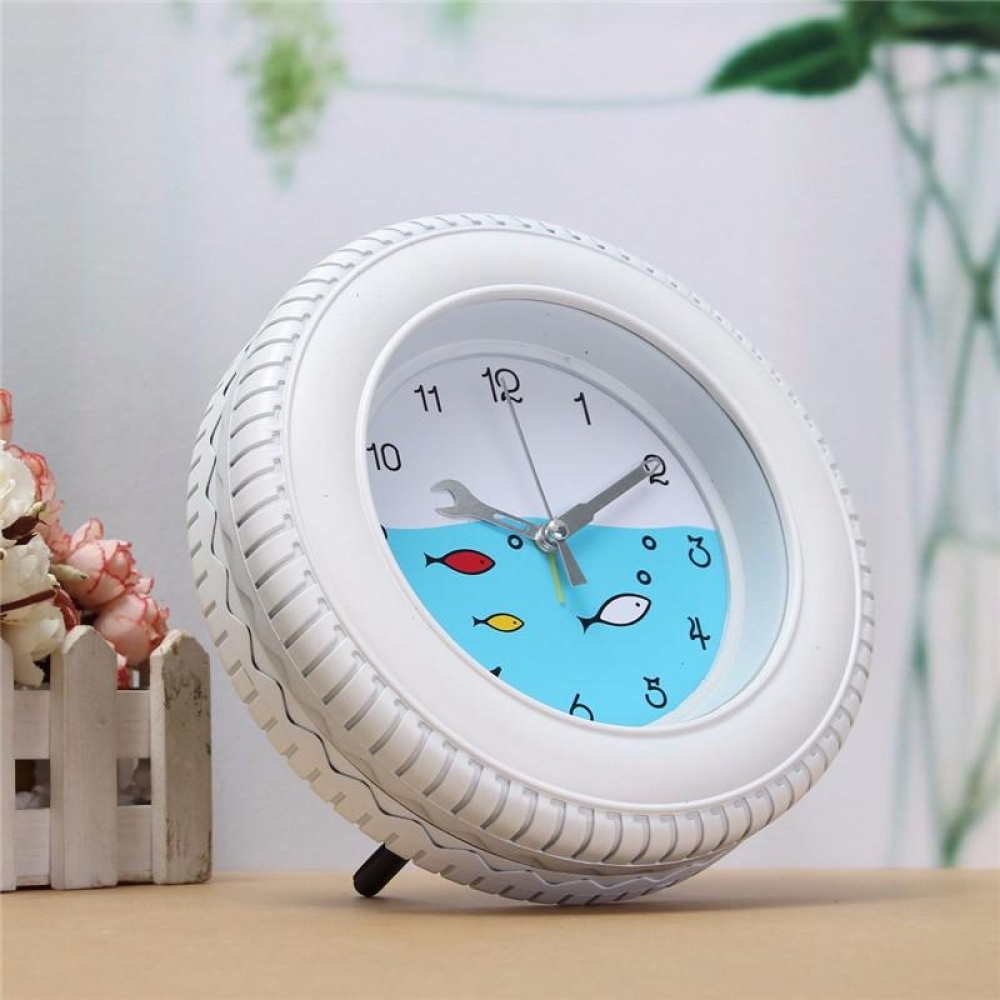 Retro Mediterranean Style Tire Alarm Clock Wall Clock Desktop For Home Decorative - Image 2