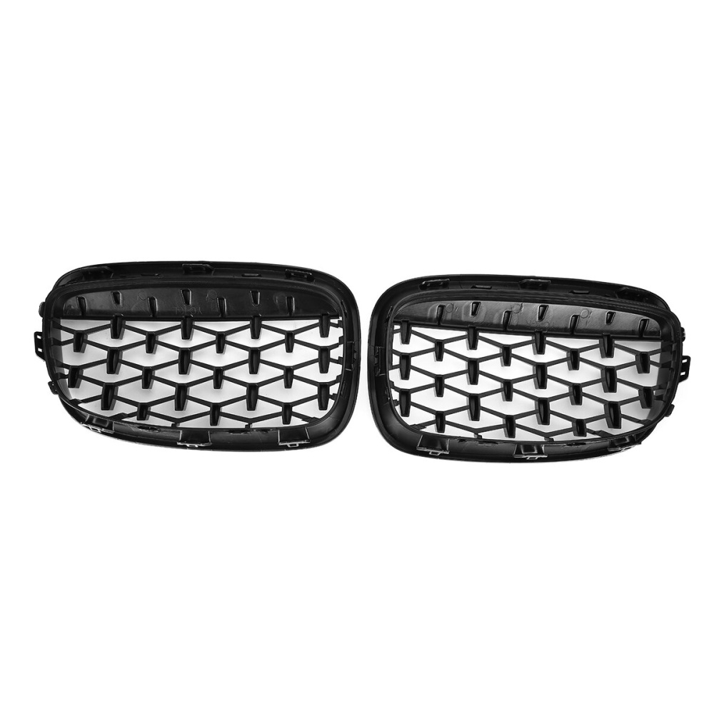 Pair Front Kidney Diamond Grille Grill For BMW 1 Series F20 F21 2011-2014 - Image 2