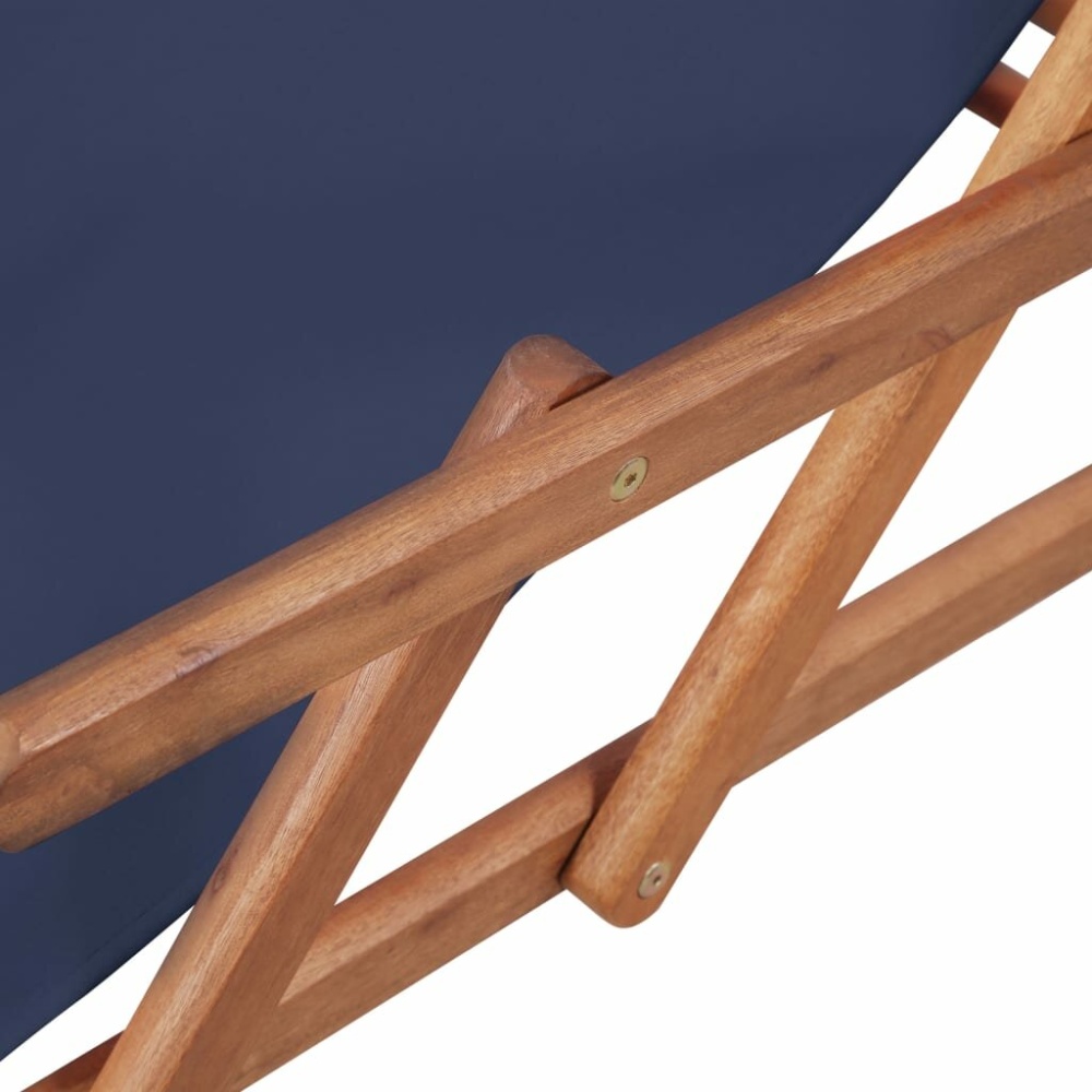 Folding Beach Chair Fabric and Wooden Frame Blue - Image 2