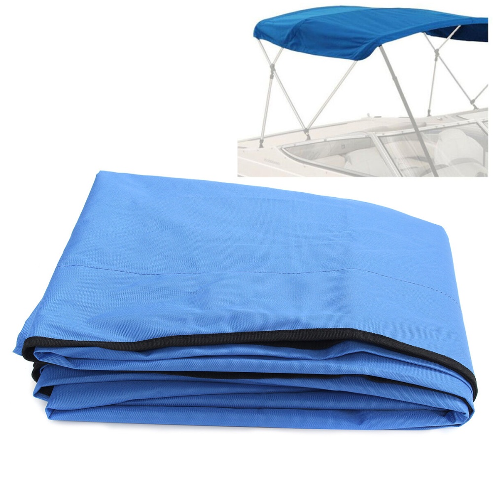 600D 3 Bow Bimini Top Replacement Canvas Cover with Boot without Frame Blue - 54''-60 - Image 2