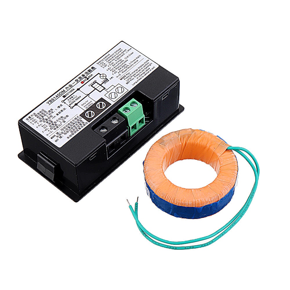 6-in-1 AC60-500V 100A/200A Three-phase AC Voltage Ammeter Blue Backlight Digital Display Multi-function Power Frequency - 100A - Image 2