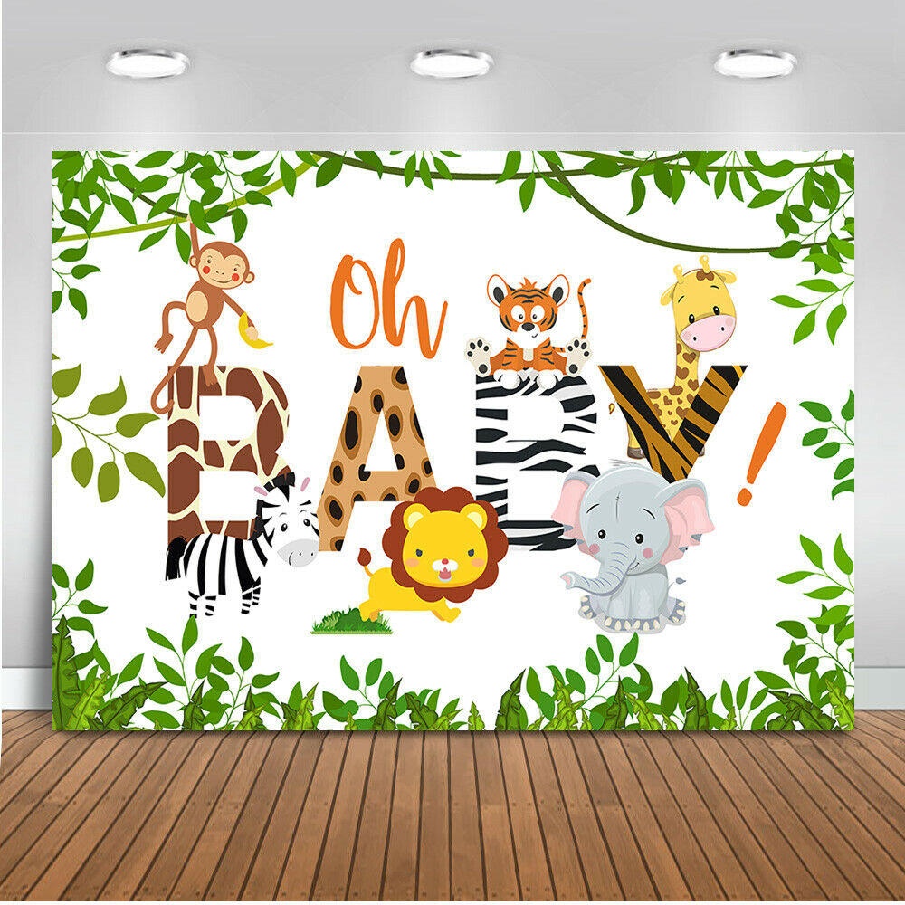 3x5FT 5x7FT Vinyl Oh Baby Elephant Monkey Giraffe Tiger Photography Backdrop Background Studio Prop - 0.9x1.5m - Image 2