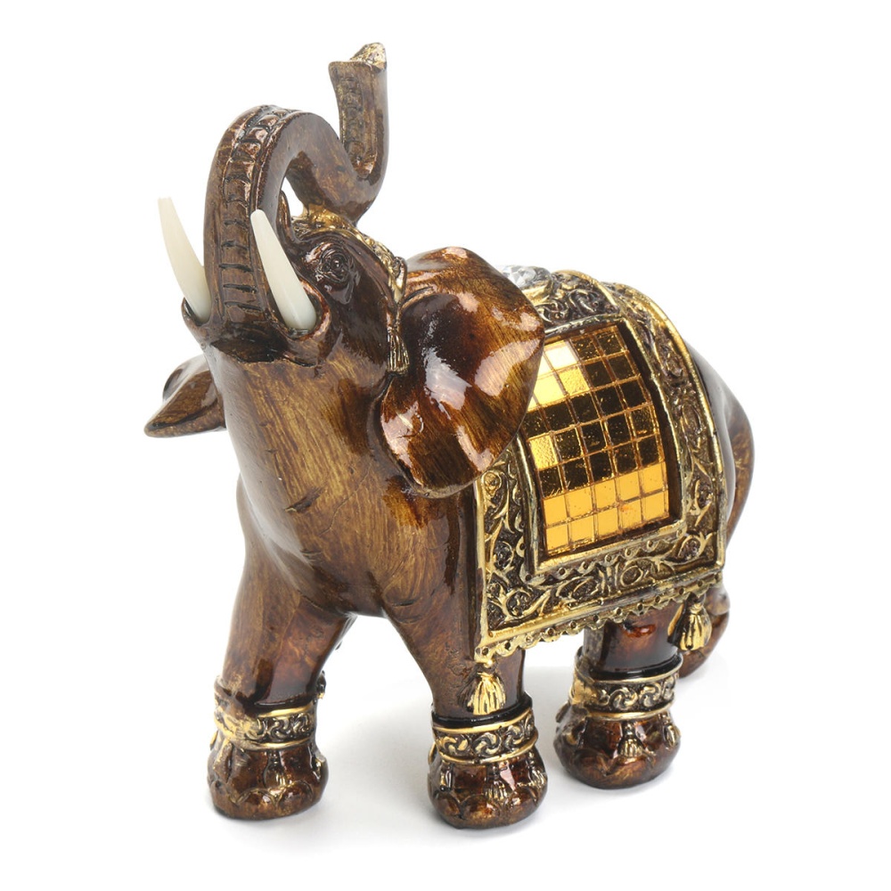 Resin Feng Shui Elegant Elephant Statue Lucky Wealth Figurine Home Decoration Decor - Small - Image 2