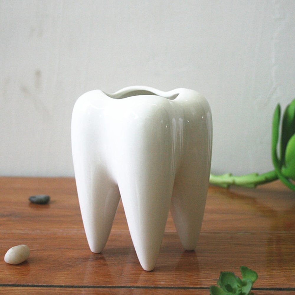 7x10cm Tooth Shape Flower Pot Succulent Plant Storage Ceramic Gardening Potted Creative Home Decor - Image 2