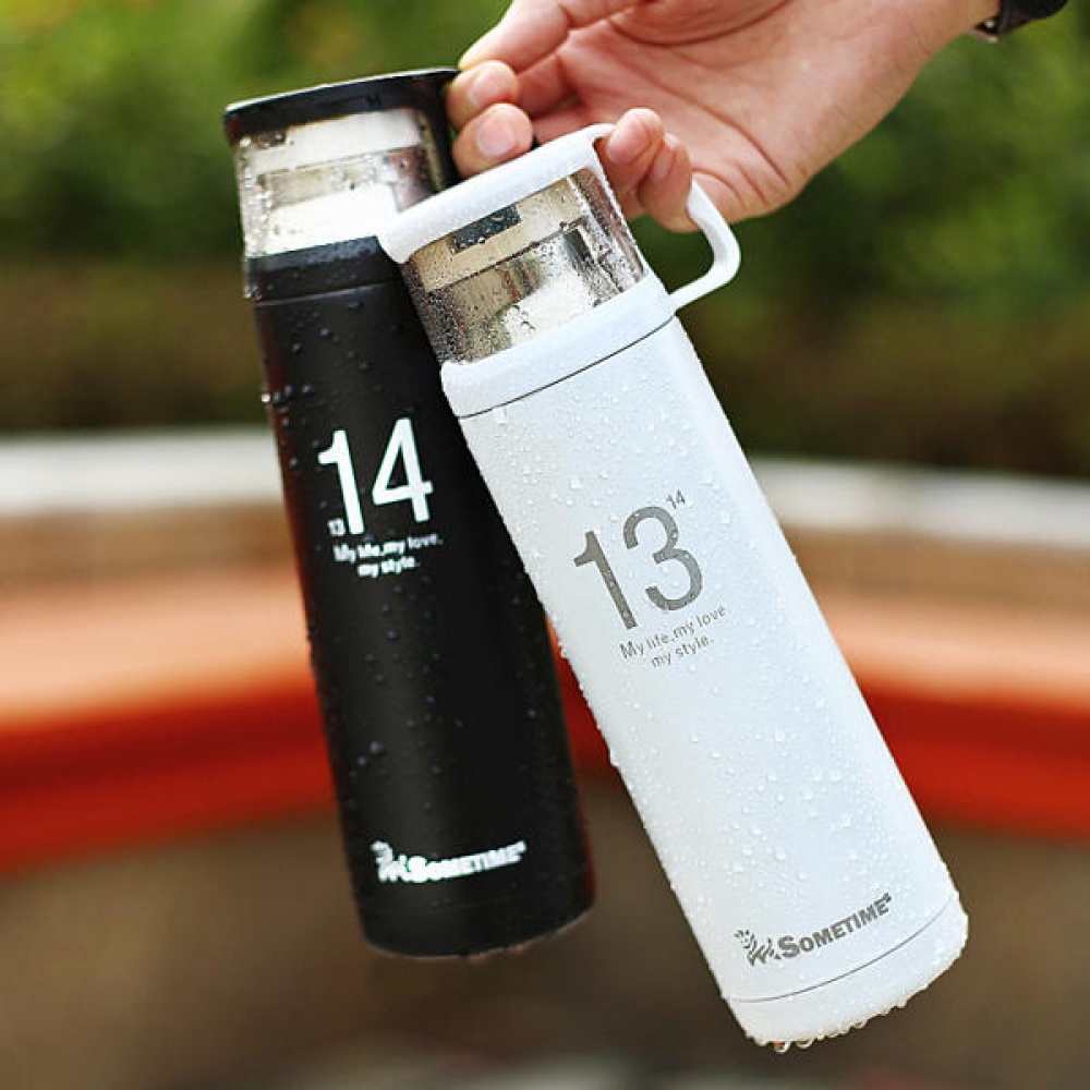 1314 Lovers Cup Stainless Steel Vacuum Flask Thermos Cup Portable Travel Mug - White - Image 2