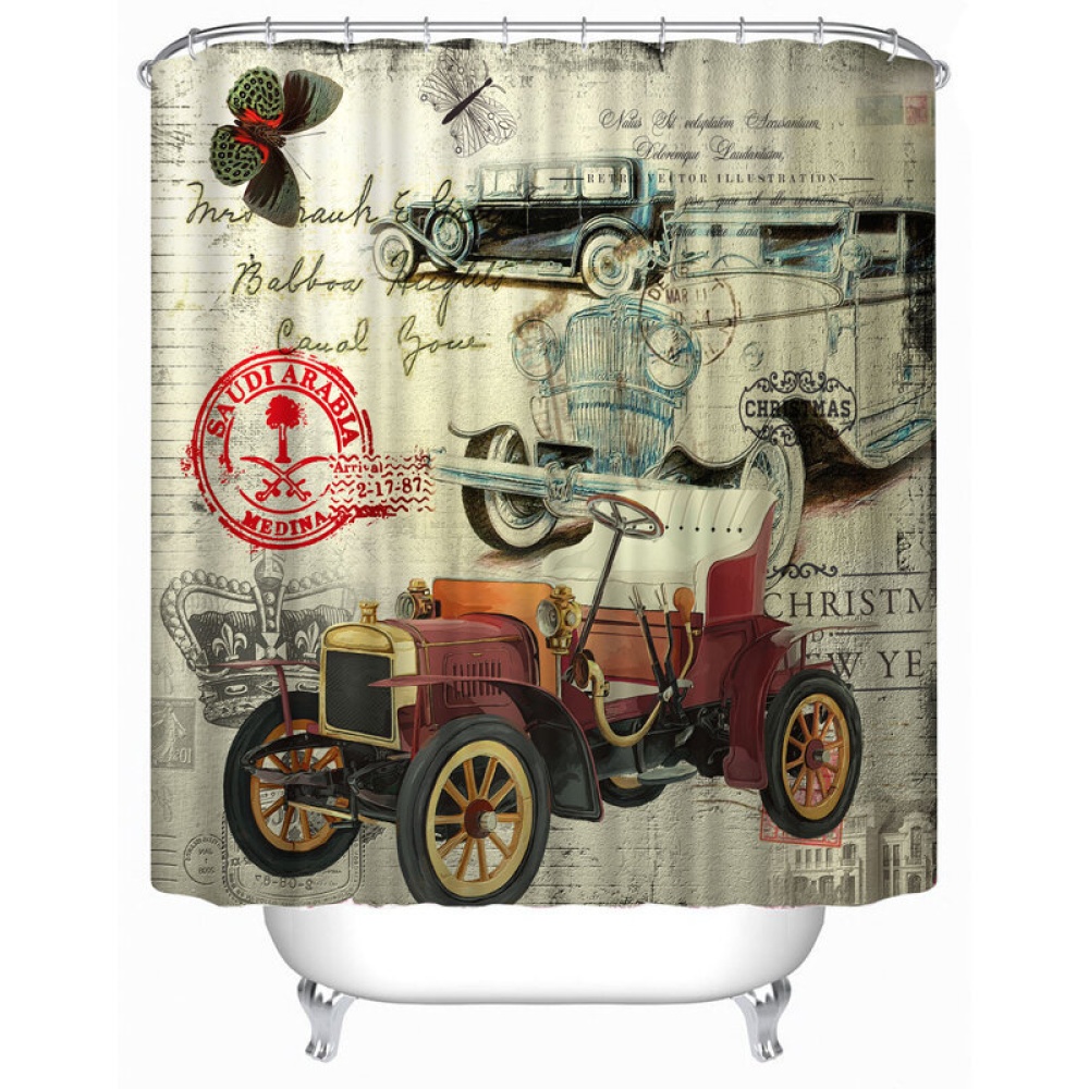 72x72 -Inch Completely Polyester Colormix Car Series Shower Curtains with 12 Rings - 12 - Image 2