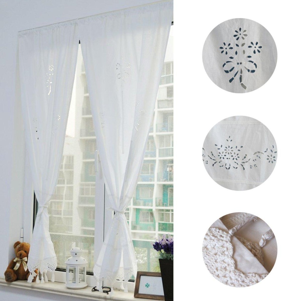 70x150cm Living Room Curtains Hand Crochet Cotton Window Curtains Panel Drape Country - Image 2