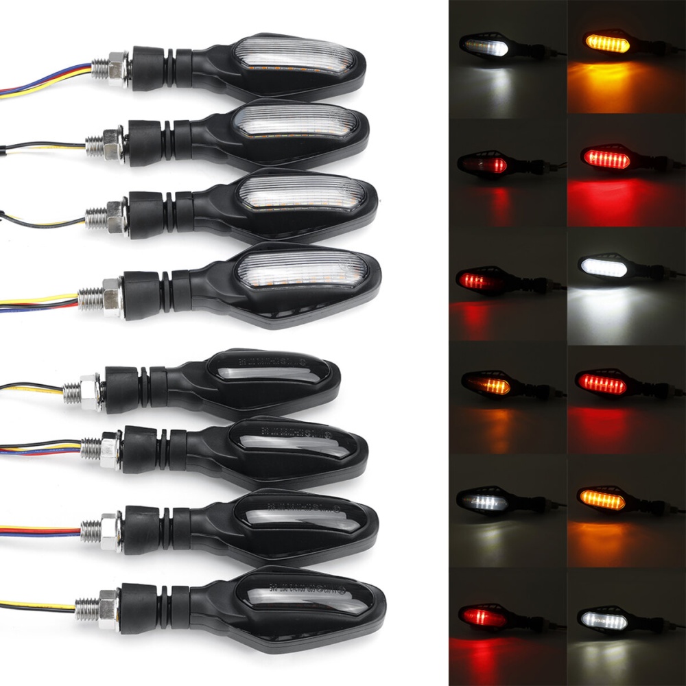 4PCS 12V 300LM Motorcycle LED Turn Signals Flowing Lights Blinker Indicators Daytime Running Brake Tail Light Universal - Transparent - Image 2