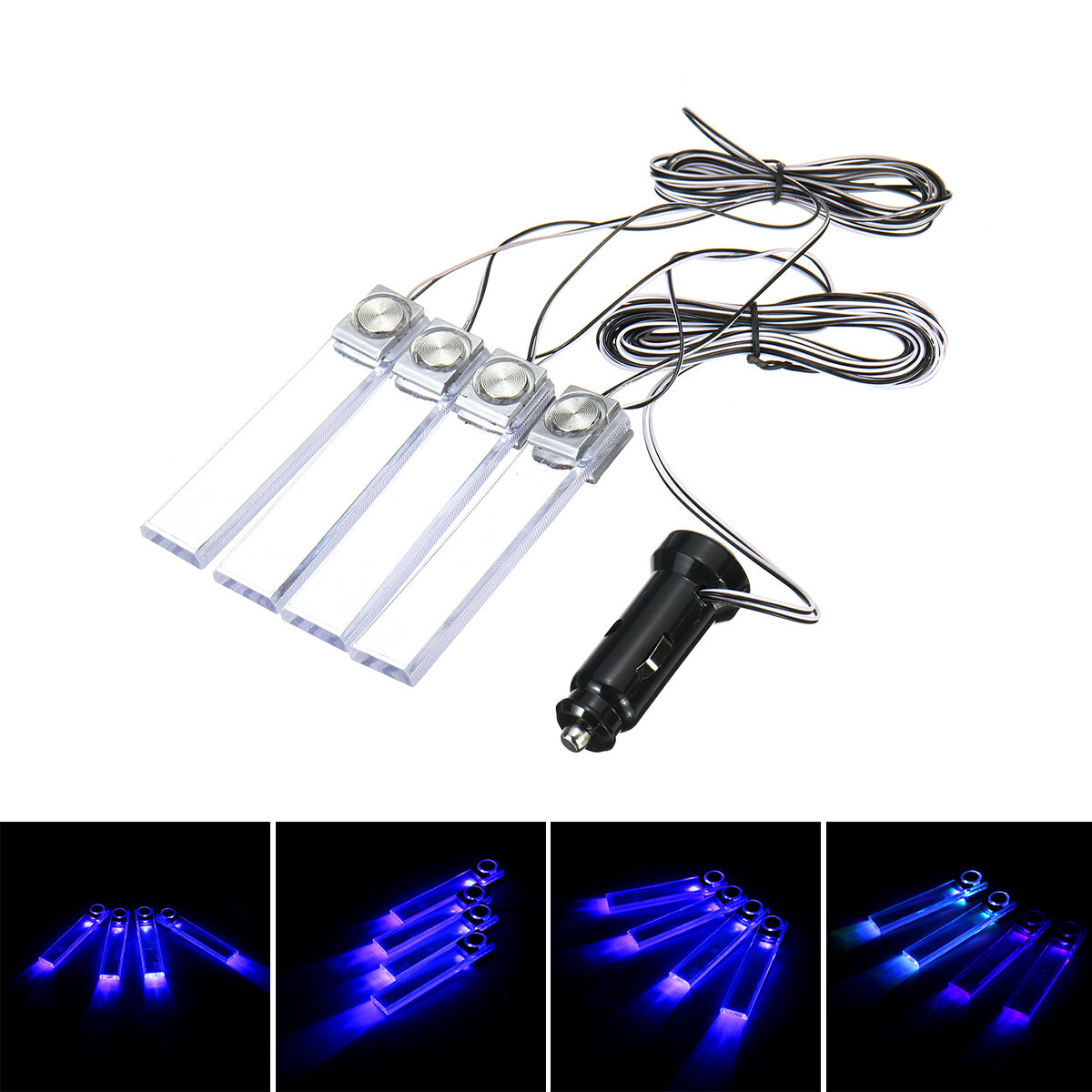 Car LED Atmosphere Lamp Interior Decoration Lamp Indoor Foot Lamp Cig Lighter Colorful/Blue - Blue