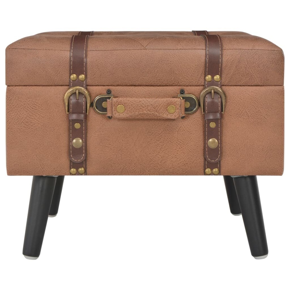 Storage stool 40 cm artificial leather brown - Image 2