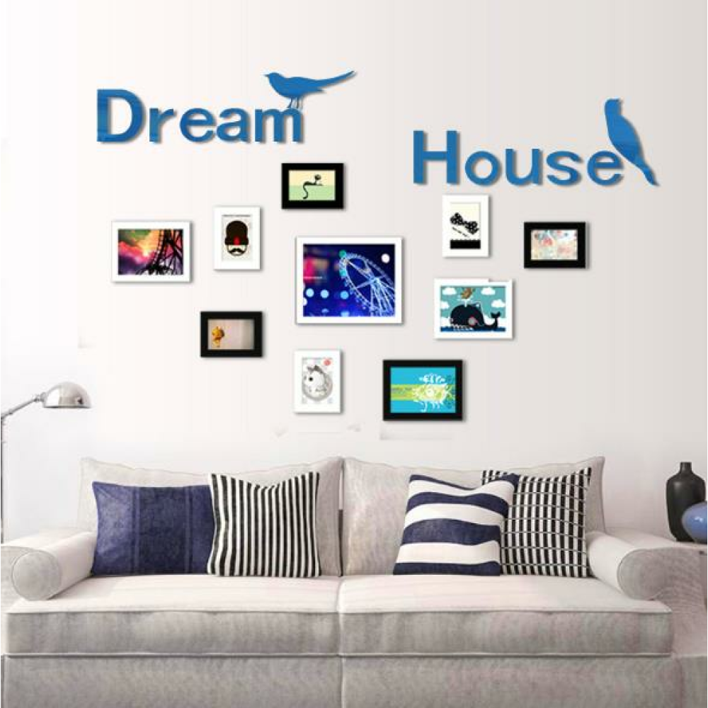 3D Dream House Multi-color DIY Shape Mirror Wall Stickers Home Wall Bedroom Office Decor - Silver - Image 2