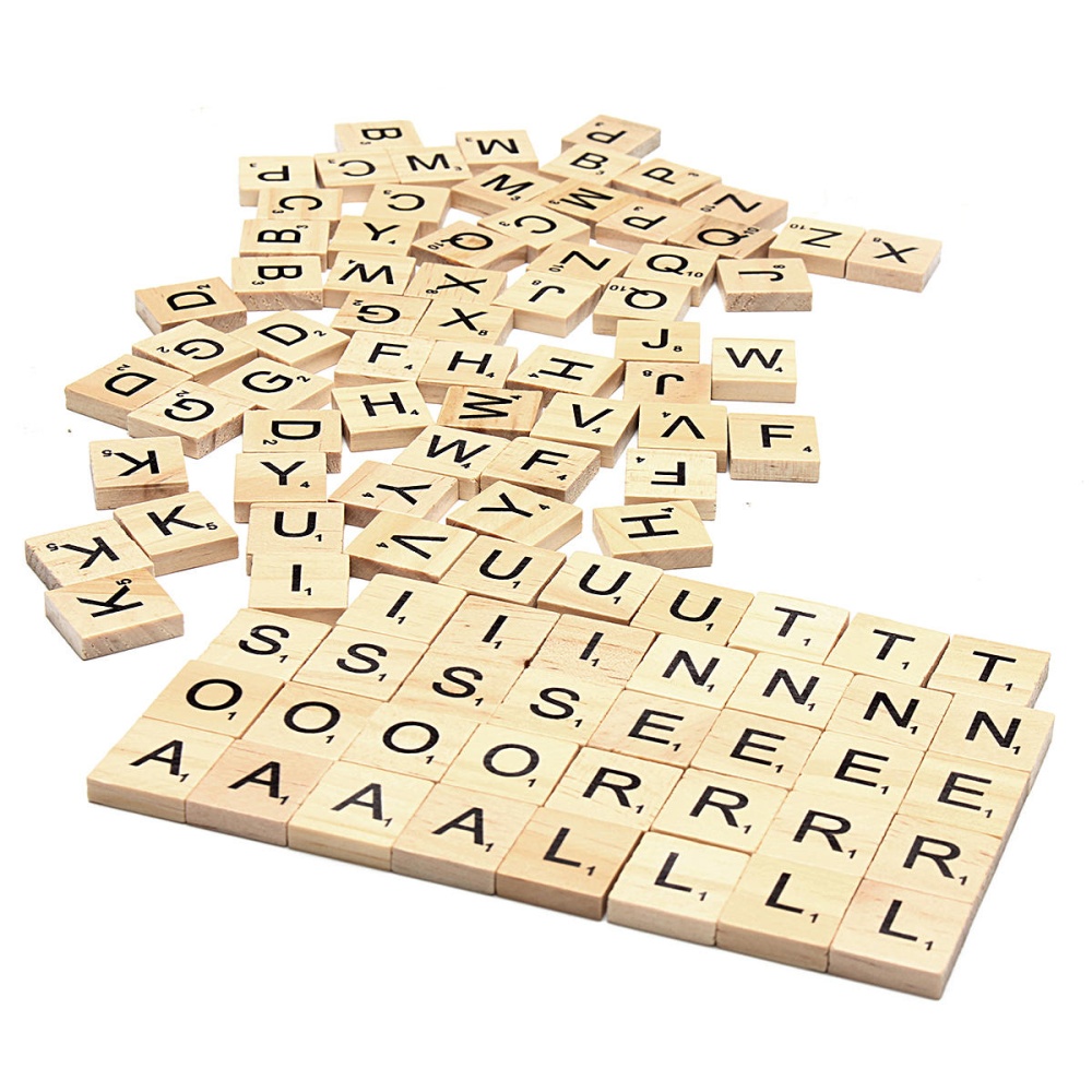 100pcs School Wooden Scrabble Tiles Letters Wedding Pendants Craft Complete Set Decor Supplies - 3# - Image 2