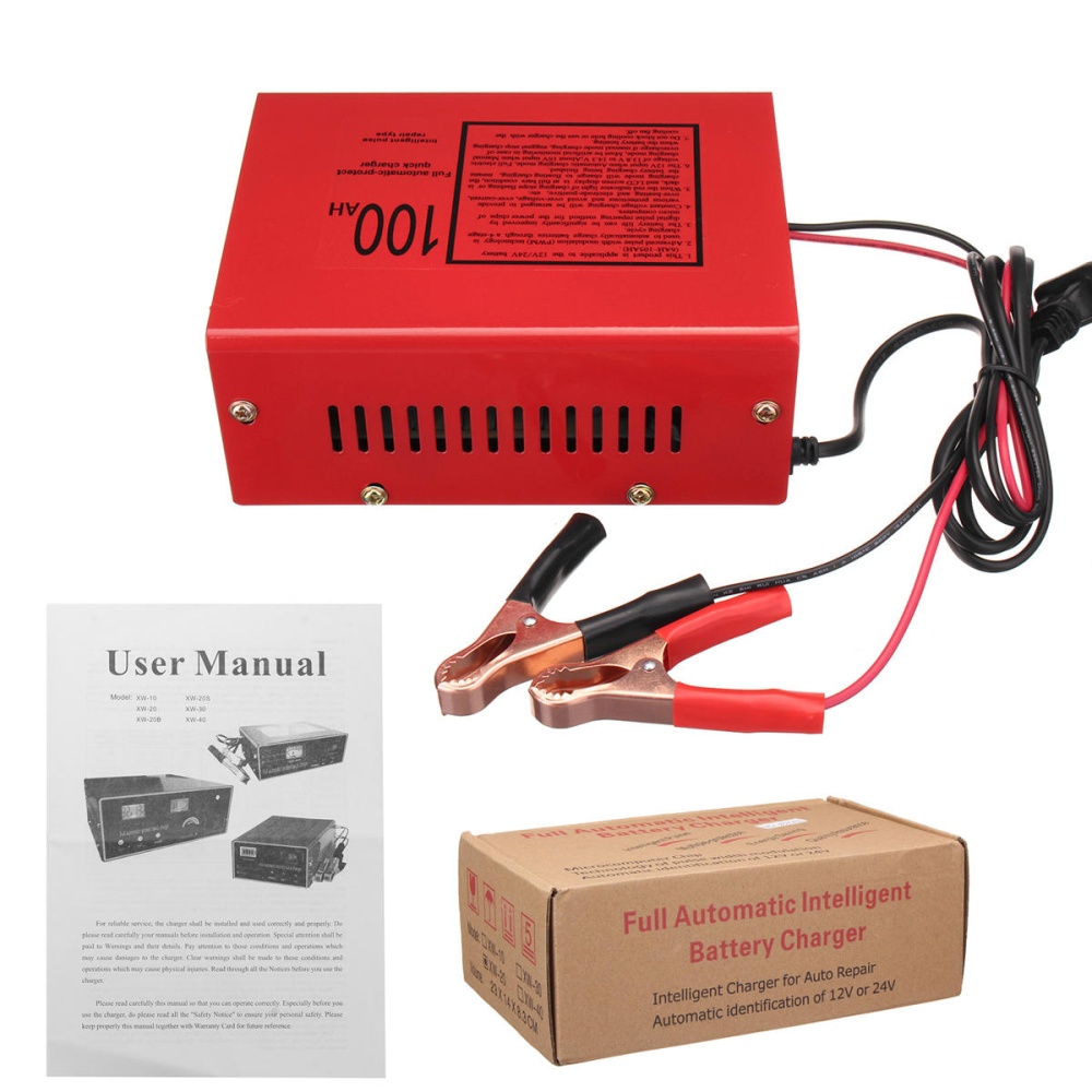 12/24V 10A 140W Car Motorcycle Lead Acid Red Battery Charger Full Automatically - Image 2