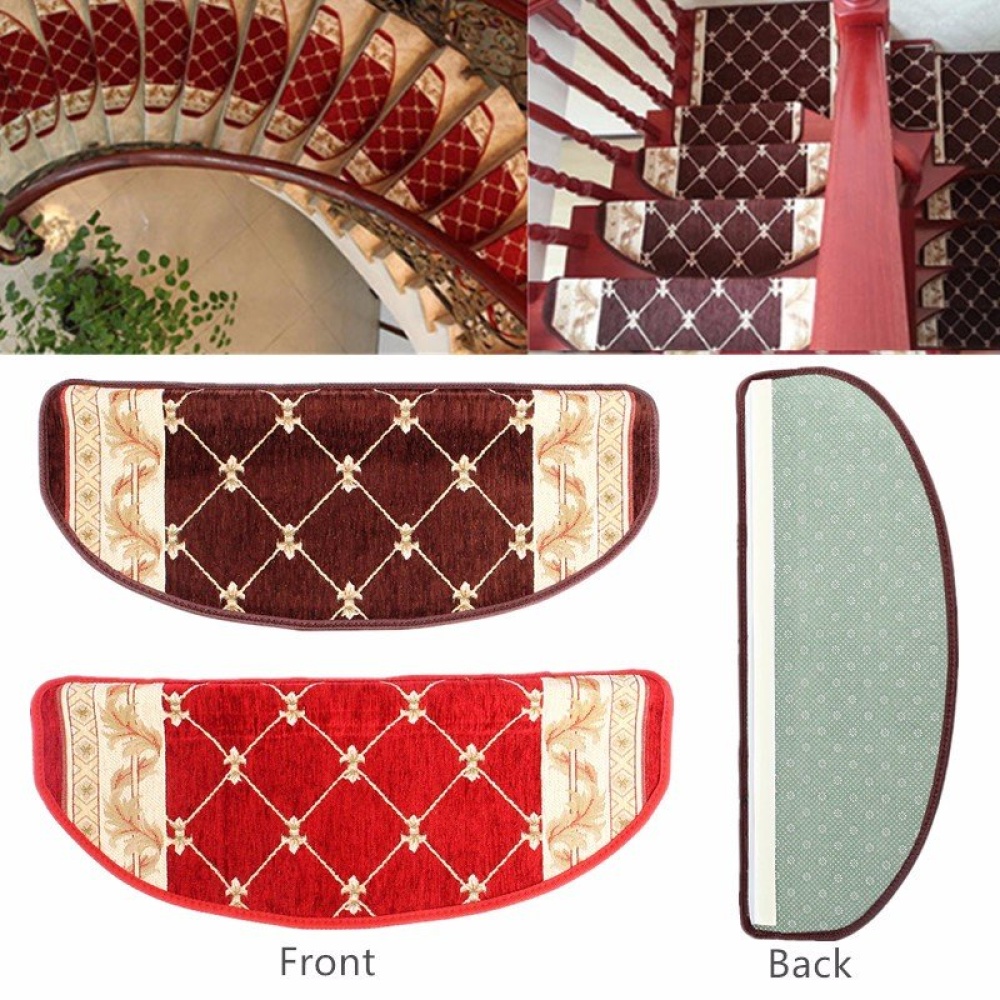 European Style Pastoral Carpet Stair Tread Anti Skid Step Rugs Stair Mats With Magic Paste - #02 - Image 2