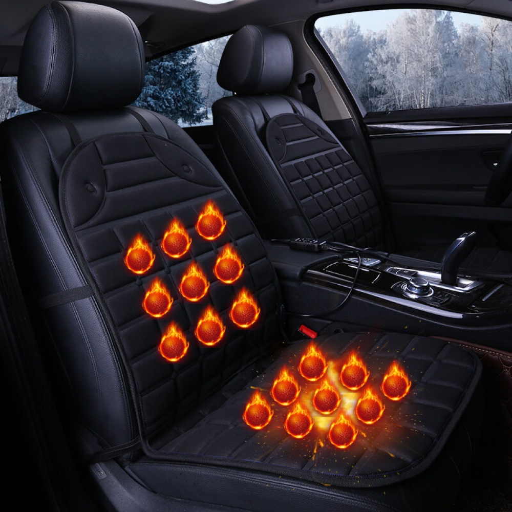 Double DC 12V Universal Car Heated Seat Cover Cushion Auto Heater Warmer - Black
