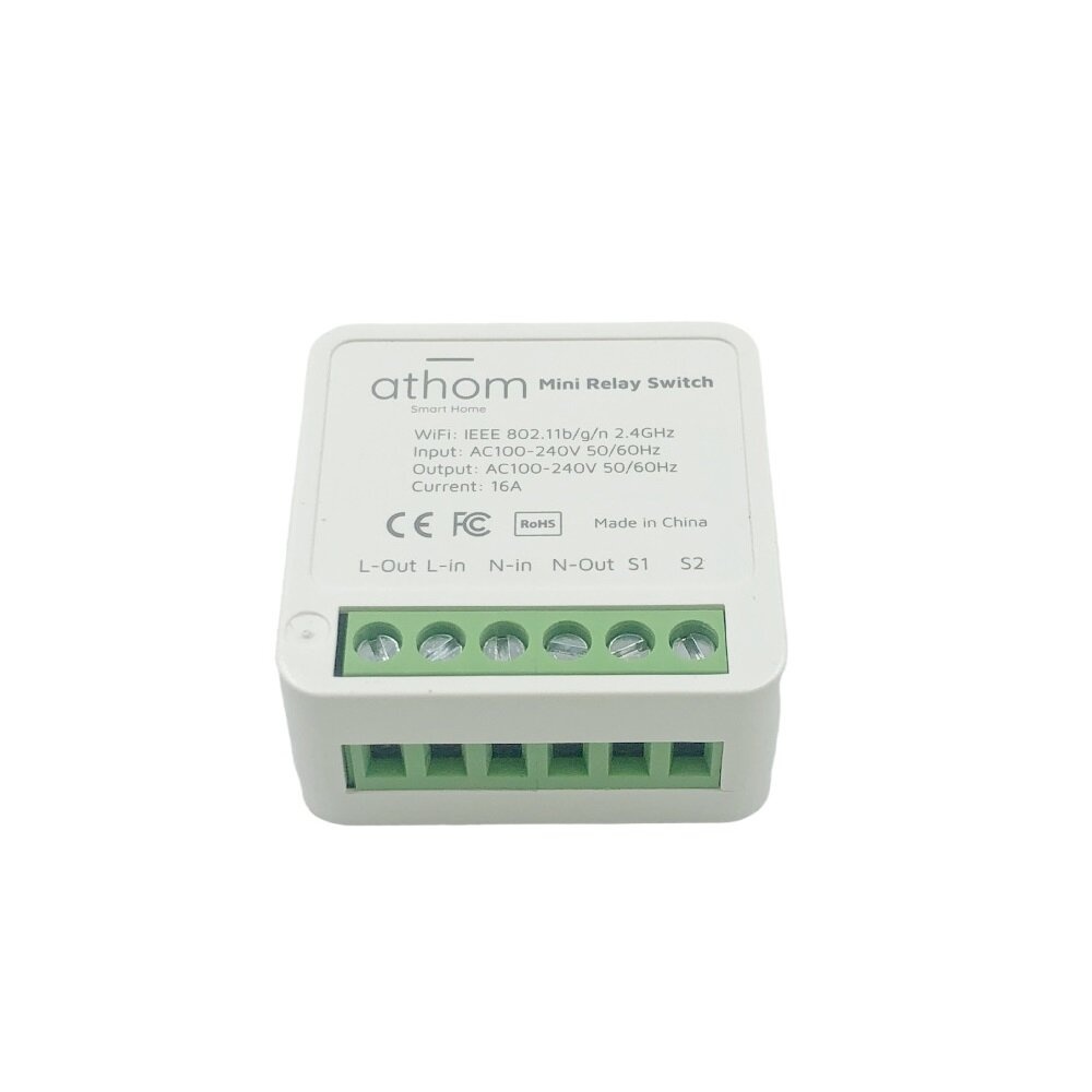 ATHOM Homekit 16A Mini Dual-control WIFi Smart Relay Switch Works with Home Assistant