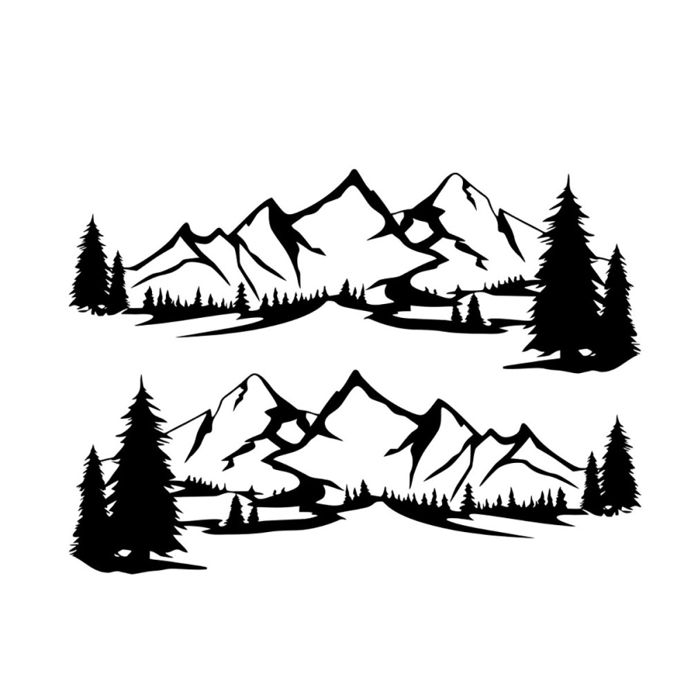 2PCS Decal Stickers Side Body Large Mountains For Camper Motorhome Van Caravan RVS - Yellow - Image 2