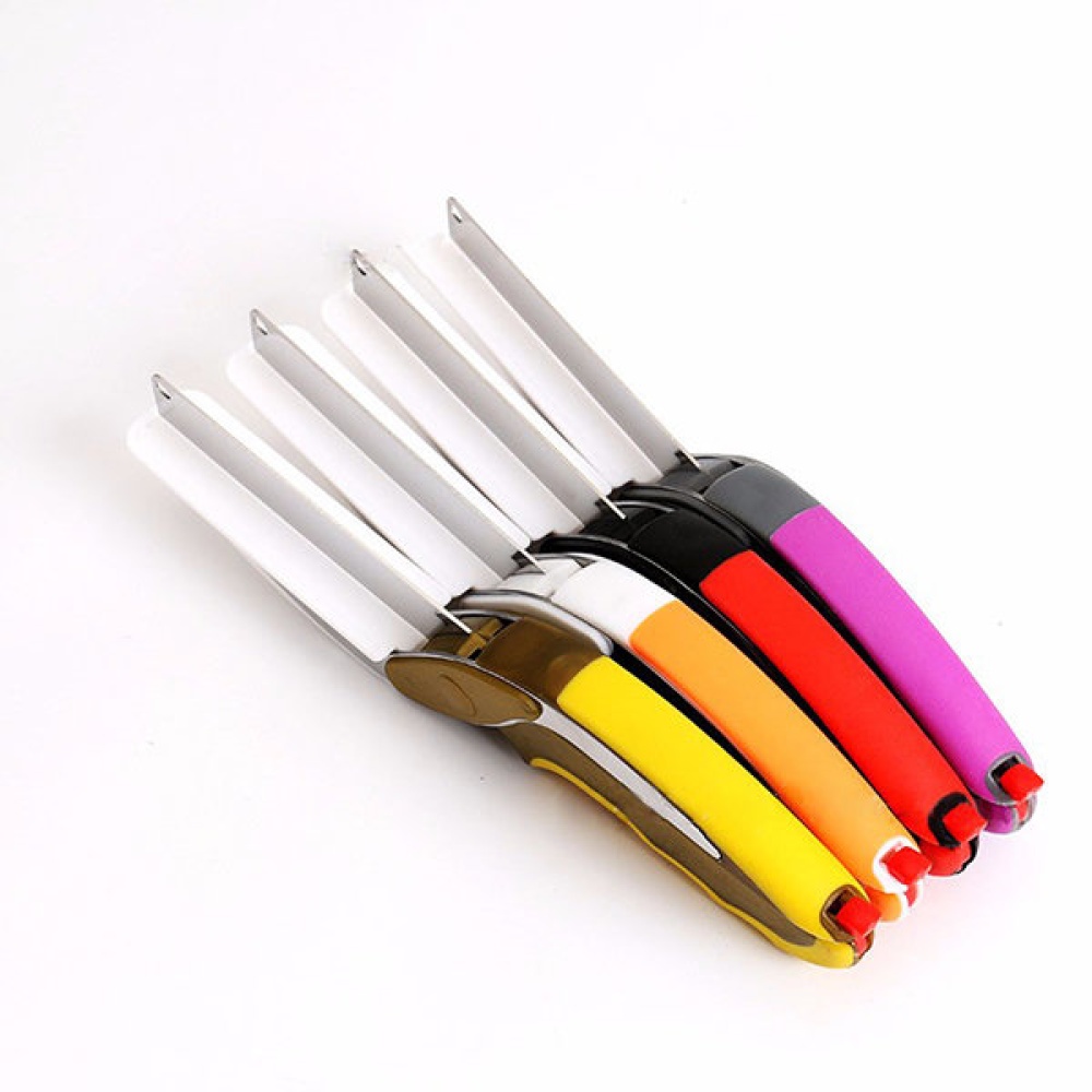 Colorful 2 In1 Vegetable Food Scissor And Cutting Board Stainless Steel Cutter Knife - Orange Red - Image 2