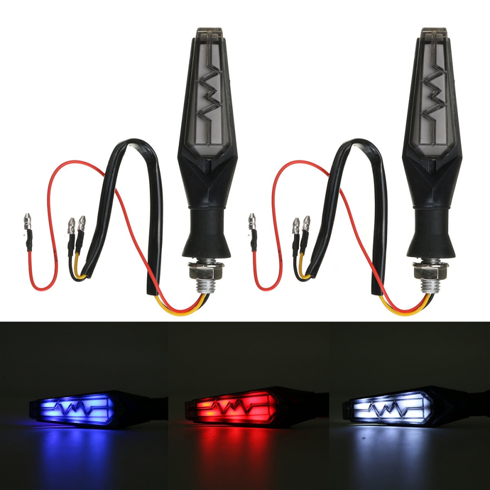 Pair Universal Motorcycle Turn Signal Light LED Indicator DRL Brake Flash Lamp - White