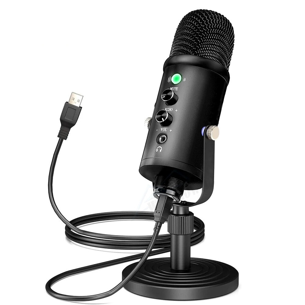 Bakeey BM898 Metal USB Mic Condenser Microphone Recording for Laptop Windows Cardioid Studio Recording Vocals Voice Over YouTube Tik Tok - Black