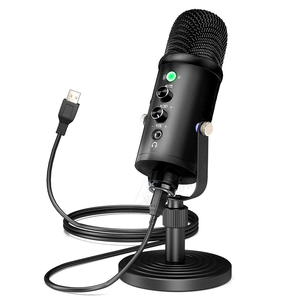 Bakeey BM898 Metal USB Mic Condenser Microphone Recording for Laptop Windows Cardioid Studio Recording Vocals Voice Over YouTube Tik Tok - Black