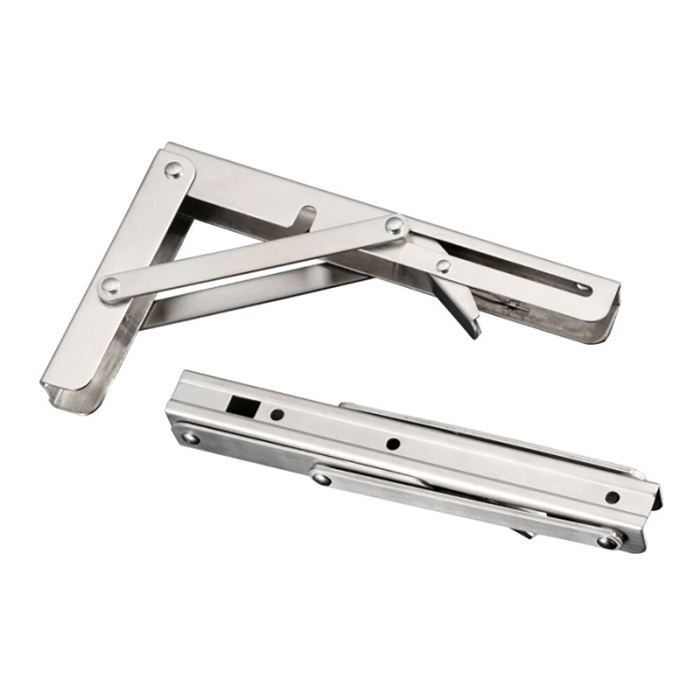 2pcs Stainless Steel Folding Stand Table Bracket Shelf Bench 200kg Load Heavy bracket for Wall Shelf Bracket - 12in - Image 2