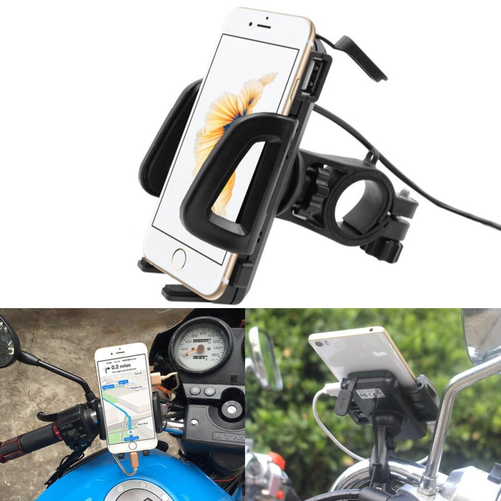 4.7-6 inch Phone GPS Navigation Holder 12V-85V USB Charger for Motorcycle Electric Bicycle Scooter Handlebar Universal - Image 2