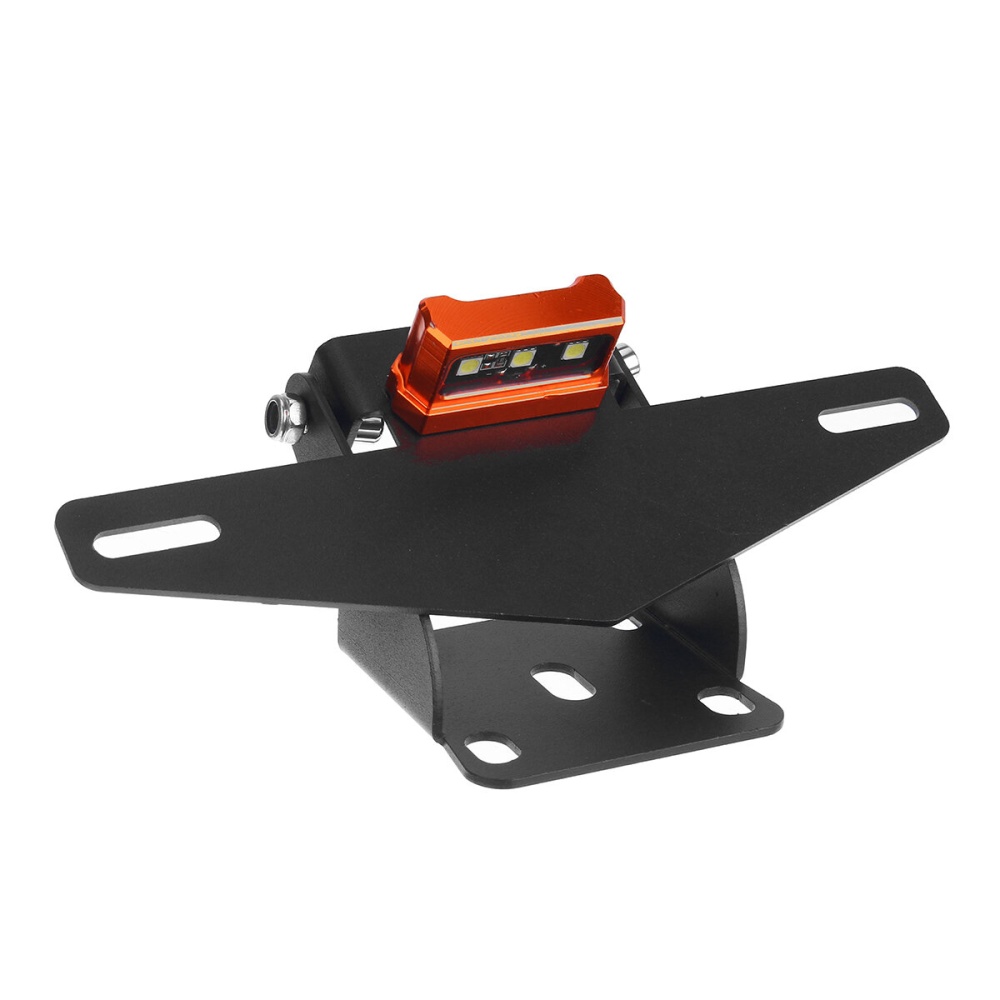 Motorcycle Rear License Plate Tail Frame Holder Bracket with LED Light for 125 250 390 200 2013-2019 - Orange - Image 2