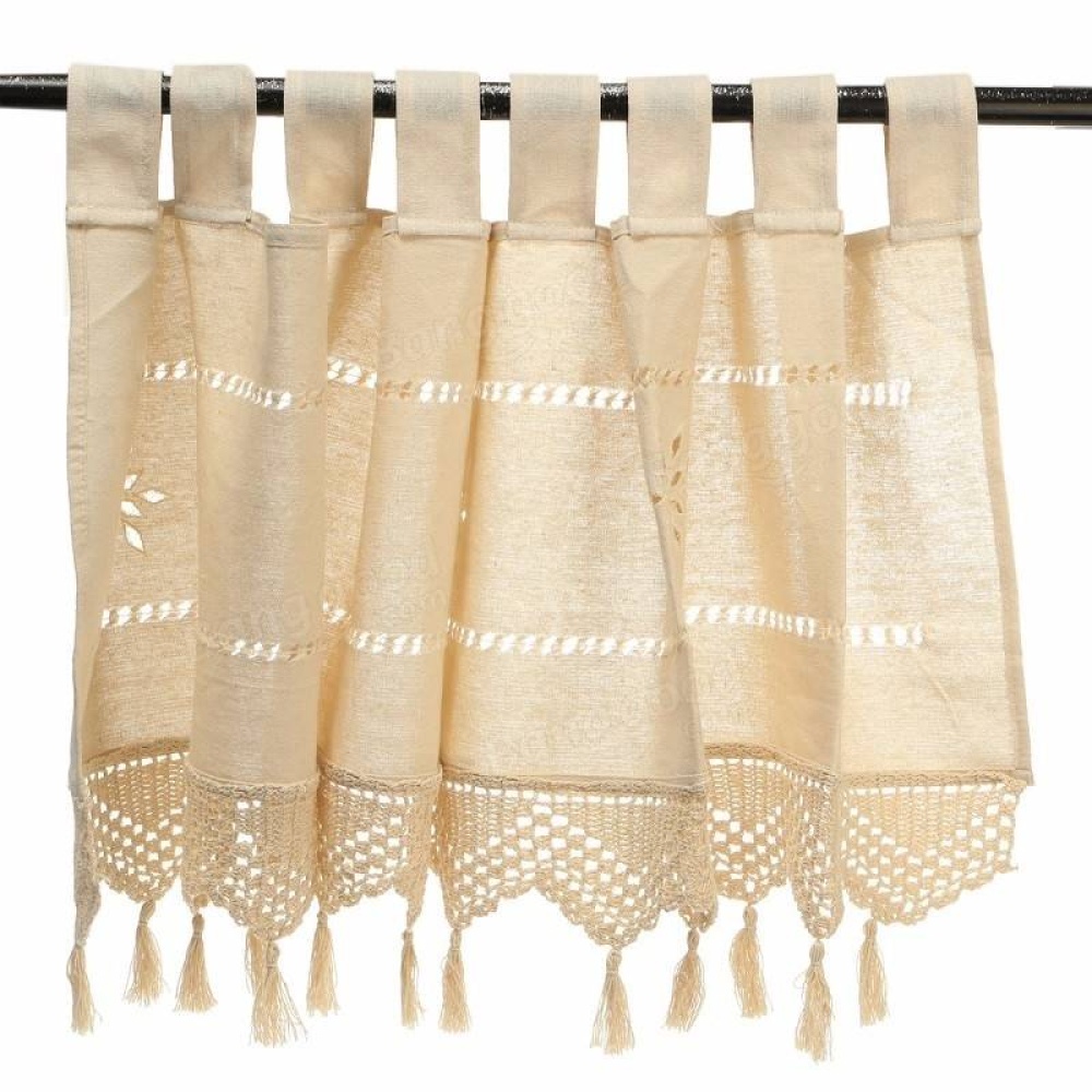 Country Style French Cotton Linen Embroidery Cafe Curtain Home Kitchen Curtain - Image 2